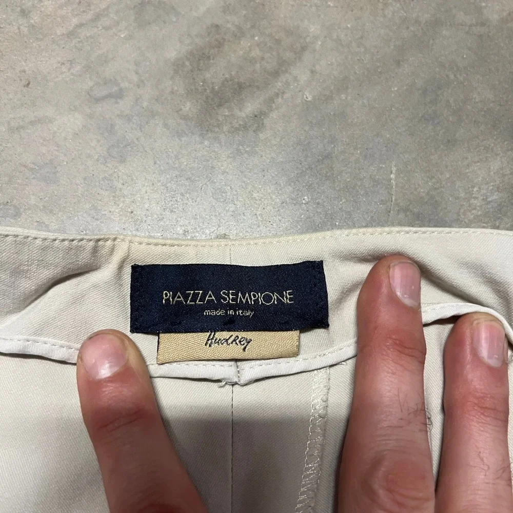 Piazza Sempione Audrey Pants Beige Cotton Lycra Made in Italy Size IT 46